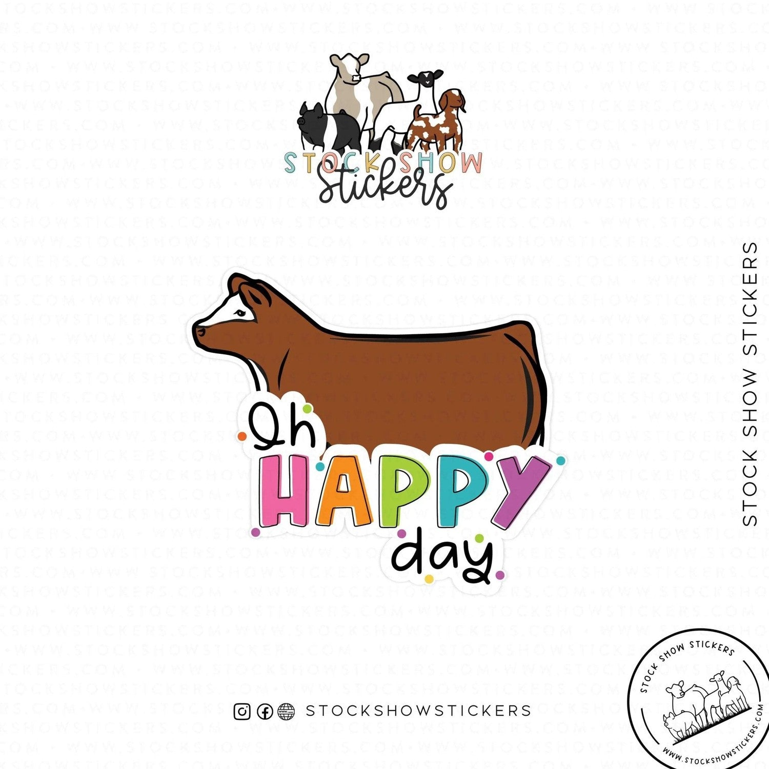 Custom Made Oh Happy Day Livestock Stickers Stock Show Livestock - Livestock & Co. Boutique