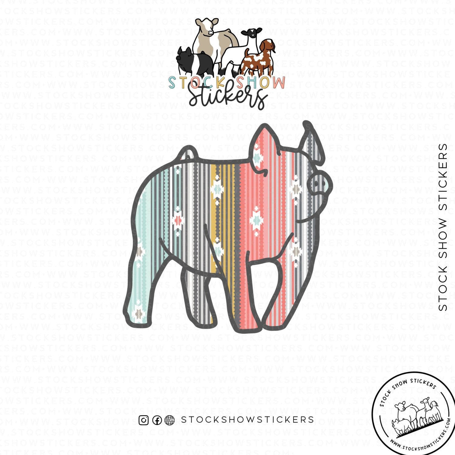 Custom Made Serape Livestock Stickers Stock Show Livestock - Livestock & Co. Boutique
