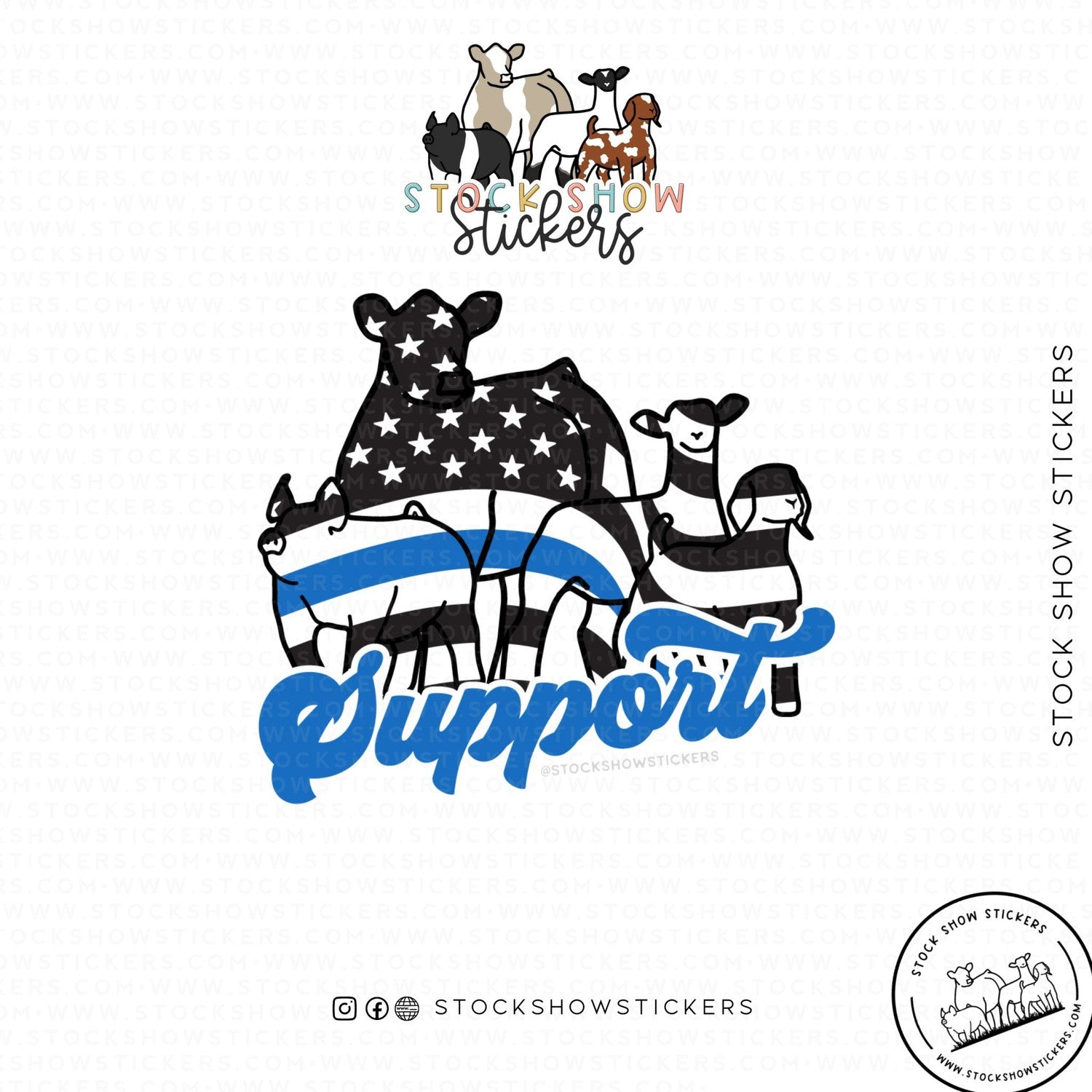 Custom Made Thin Blue Line Support Livestock Stickers Stock Show Livestock - Livestock & Co. Boutique