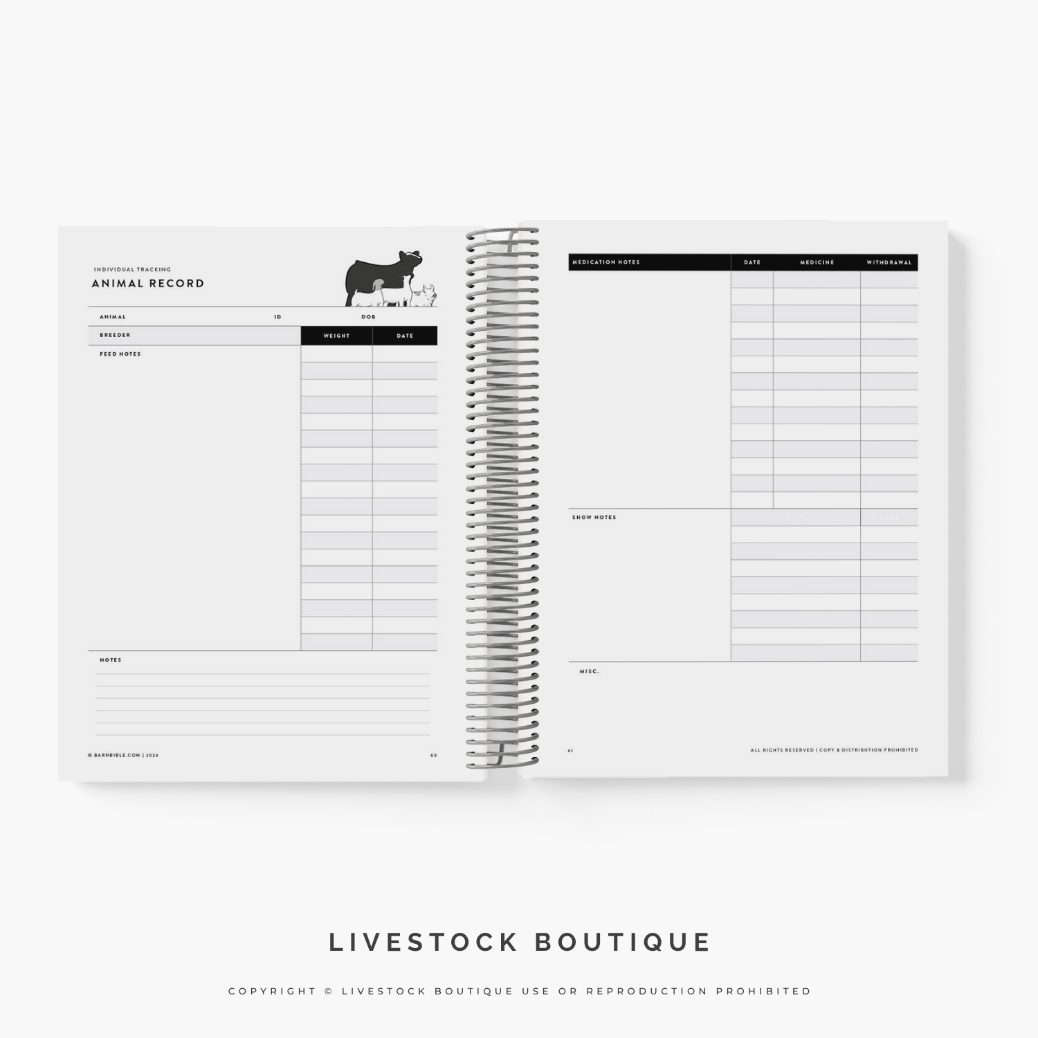 Personalized Barn Bible™ Livestock Record Planner