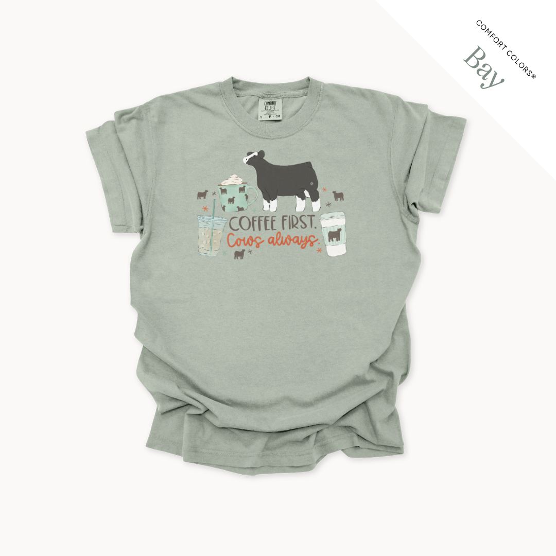 Coffee First. Livestock Always - Adult T-Shirt