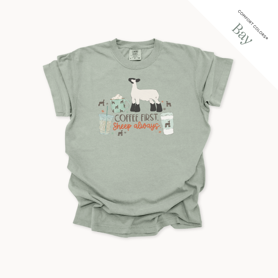 Coffee First. Livestock Always - Adult T-Shirt