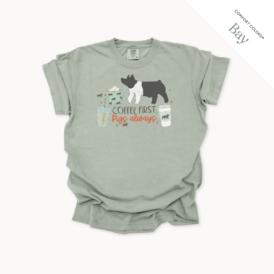 Coffee First. Livestock Always - Adult T-Shirt