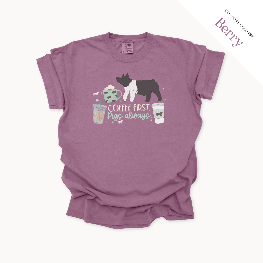Coffee First. Livestock Always - Adult T-Shirt