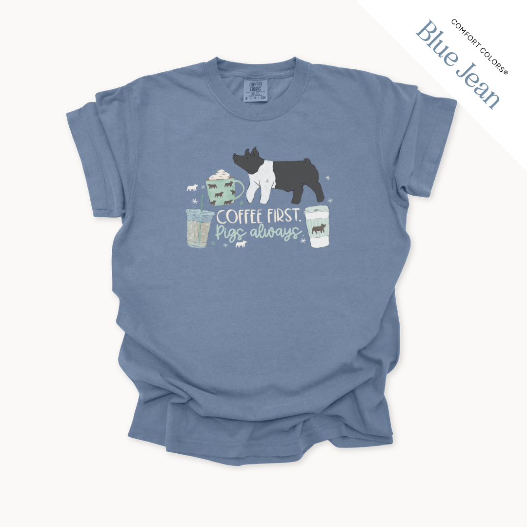 Coffee First. Livestock Always - Adult T-Shirt
