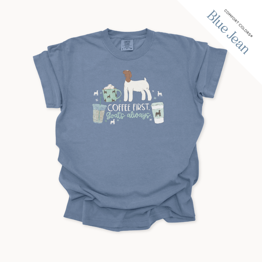 Coffee First. Livestock Always - Adult T-Shirt