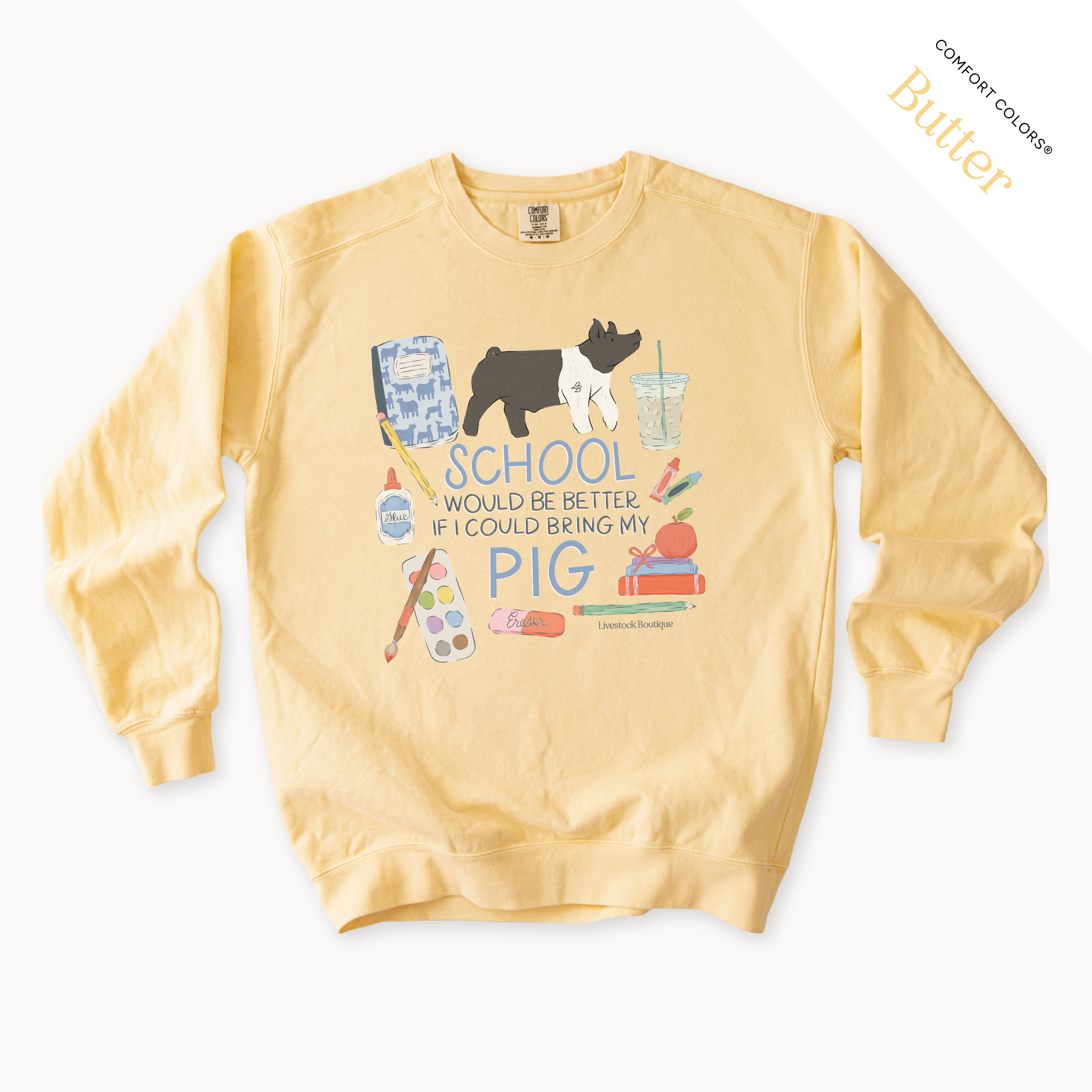 School Would Be Better Pig - Adult Crew Neck