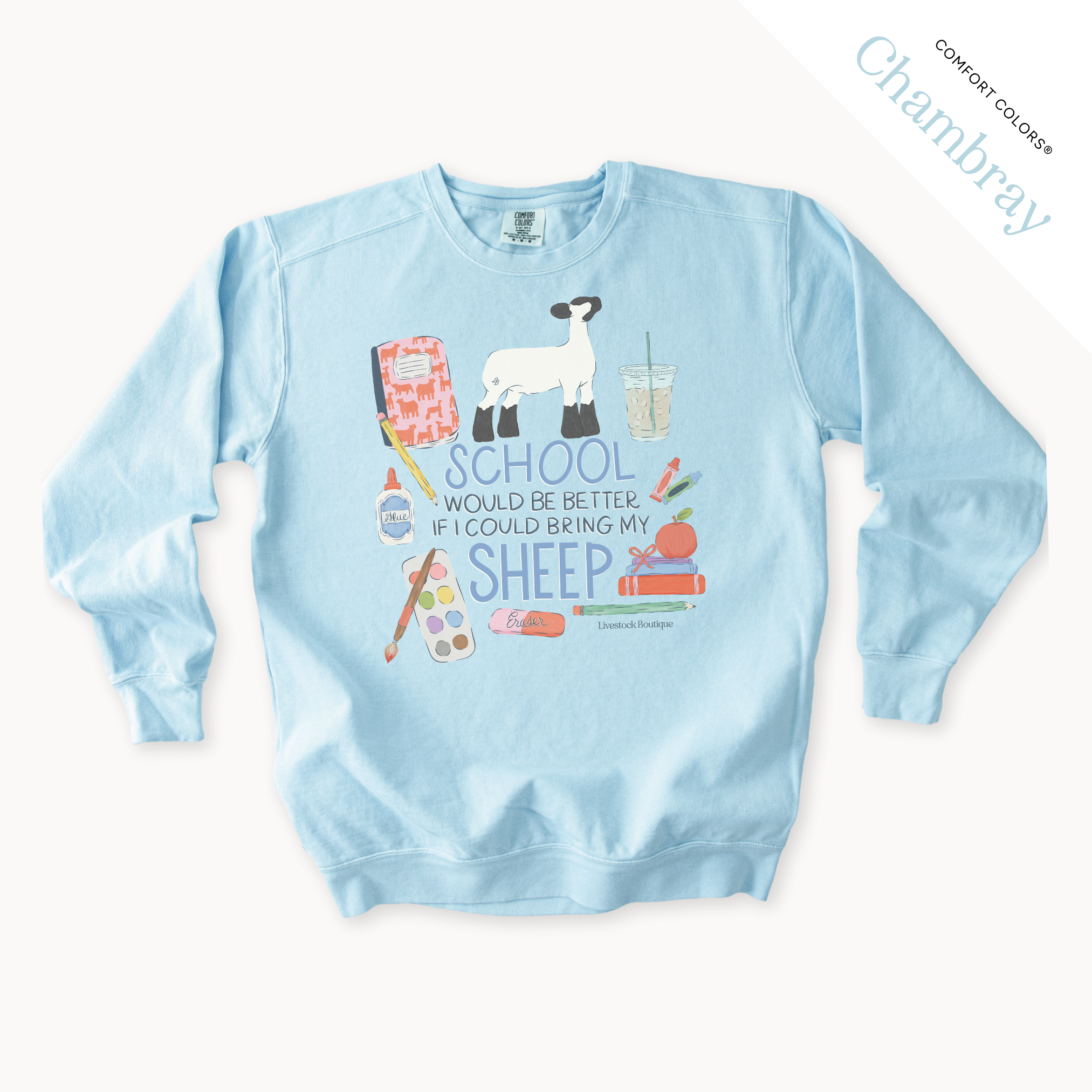 School Would Be Better Sheep - Adult Crew Neck