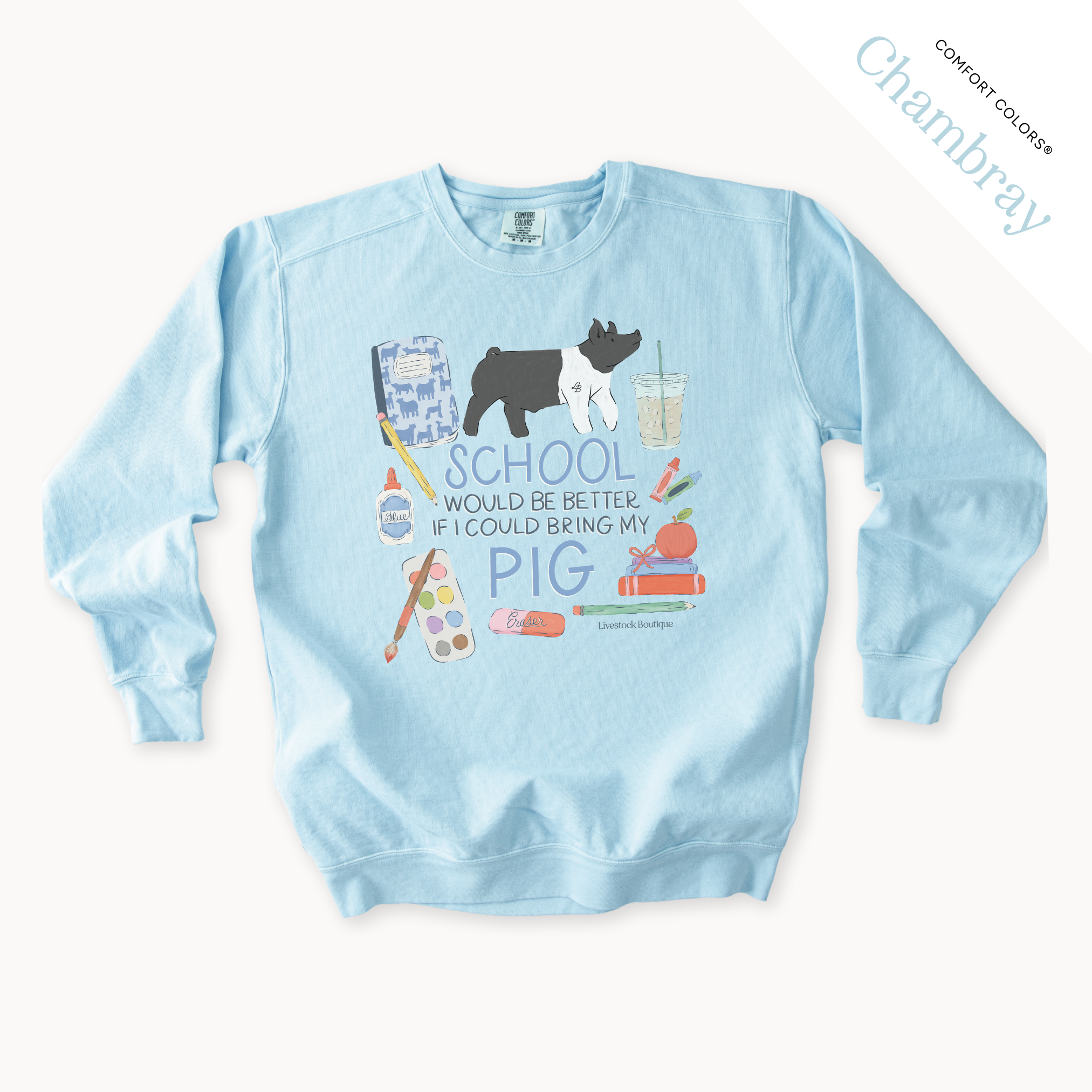 School Would Be Better Pig - Adult Crew Neck