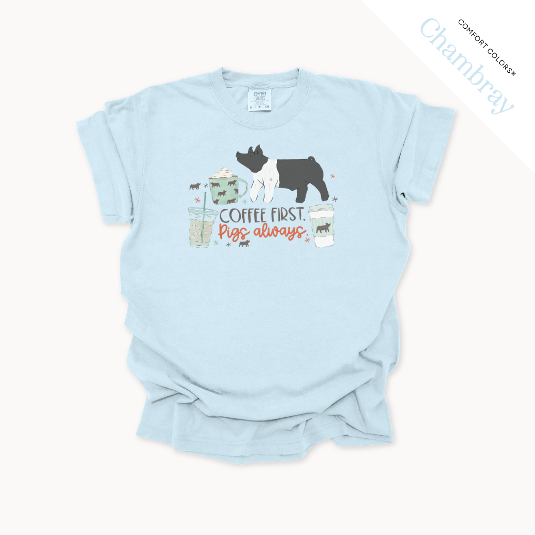 Coffee First. Livestock Always - Adult T-Shirt