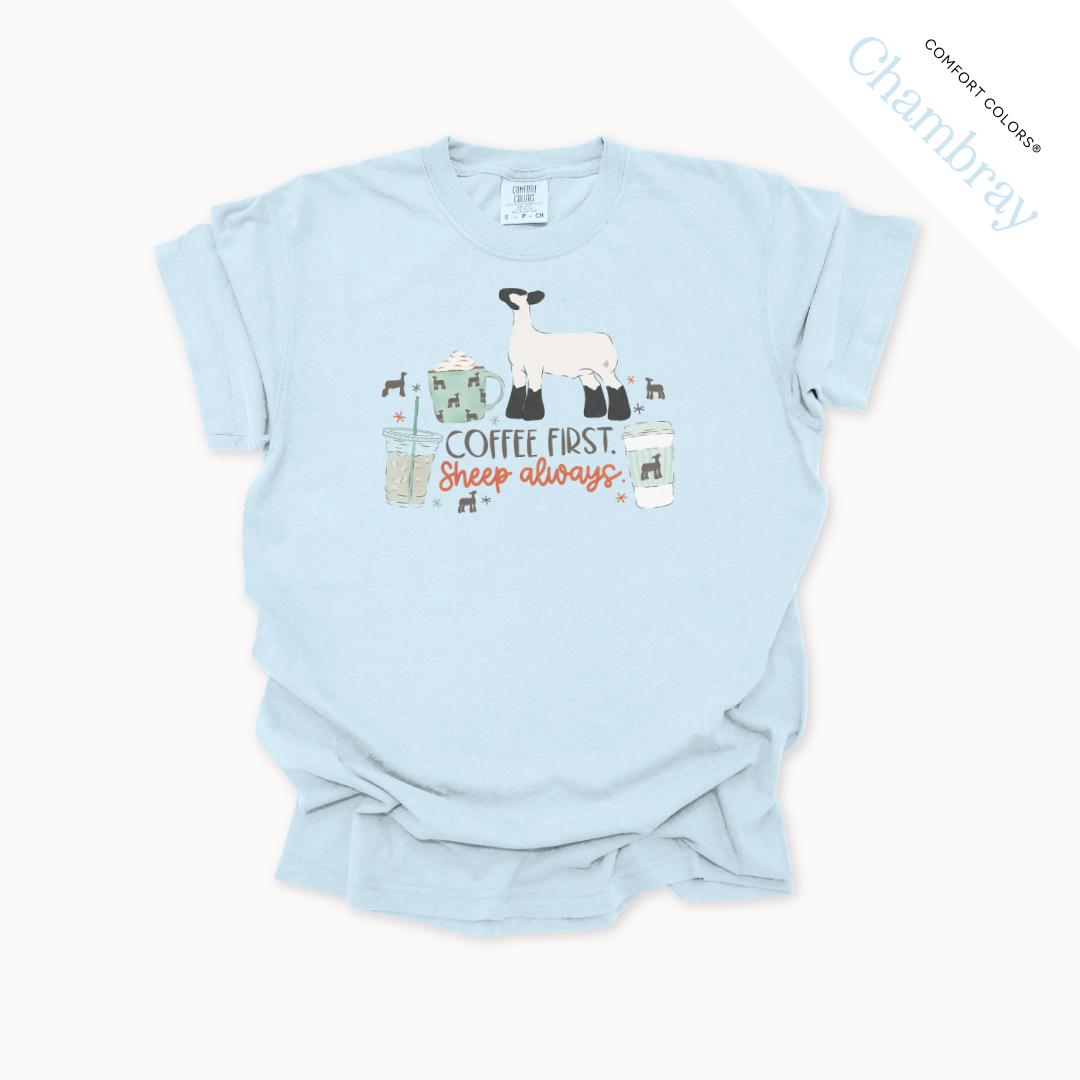 Coffee First. Livestock Always - Adult T-Shirt