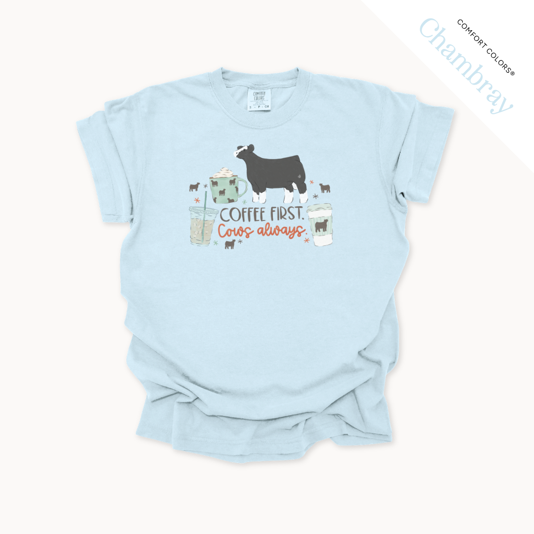 Coffee First. Livestock Always - Adult T-Shirt