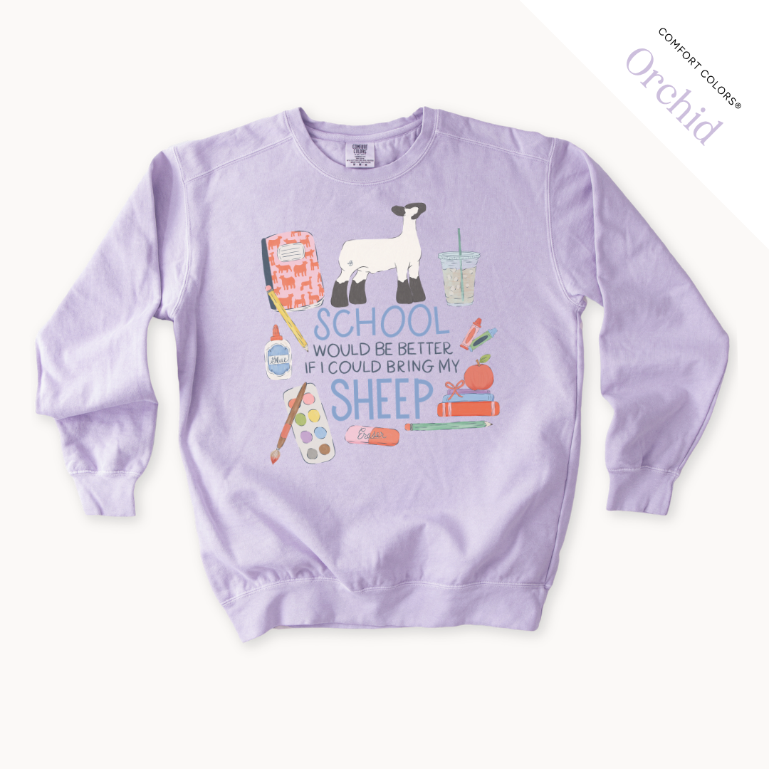 School Would Be Better Sheep adult crewneck in Orchid