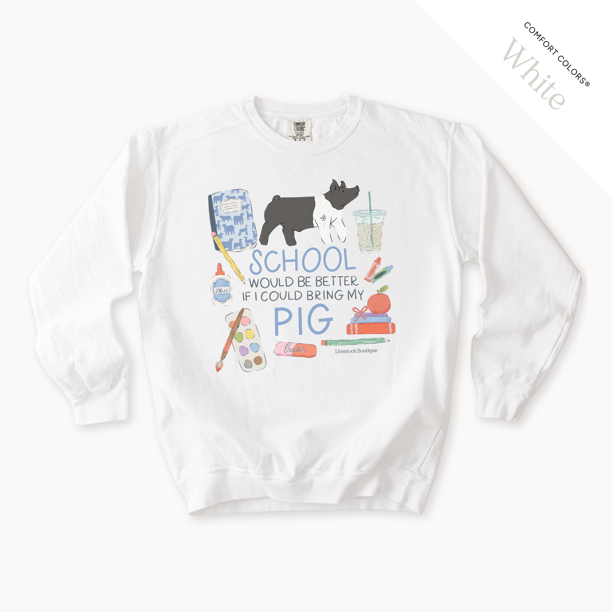 School Would Be Better Pig - Adult Crew Neck