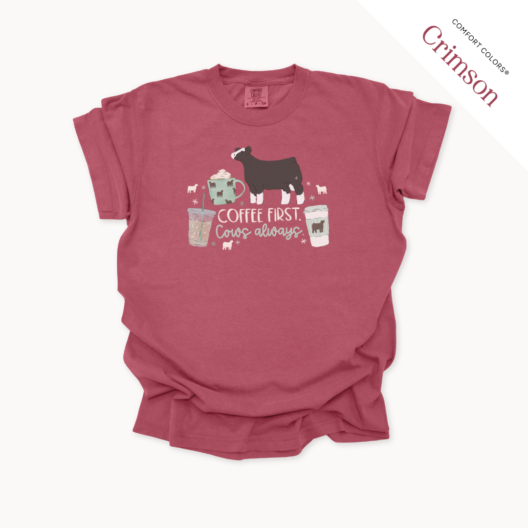 Coffee First. Livestock Always - Adult T-Shirt