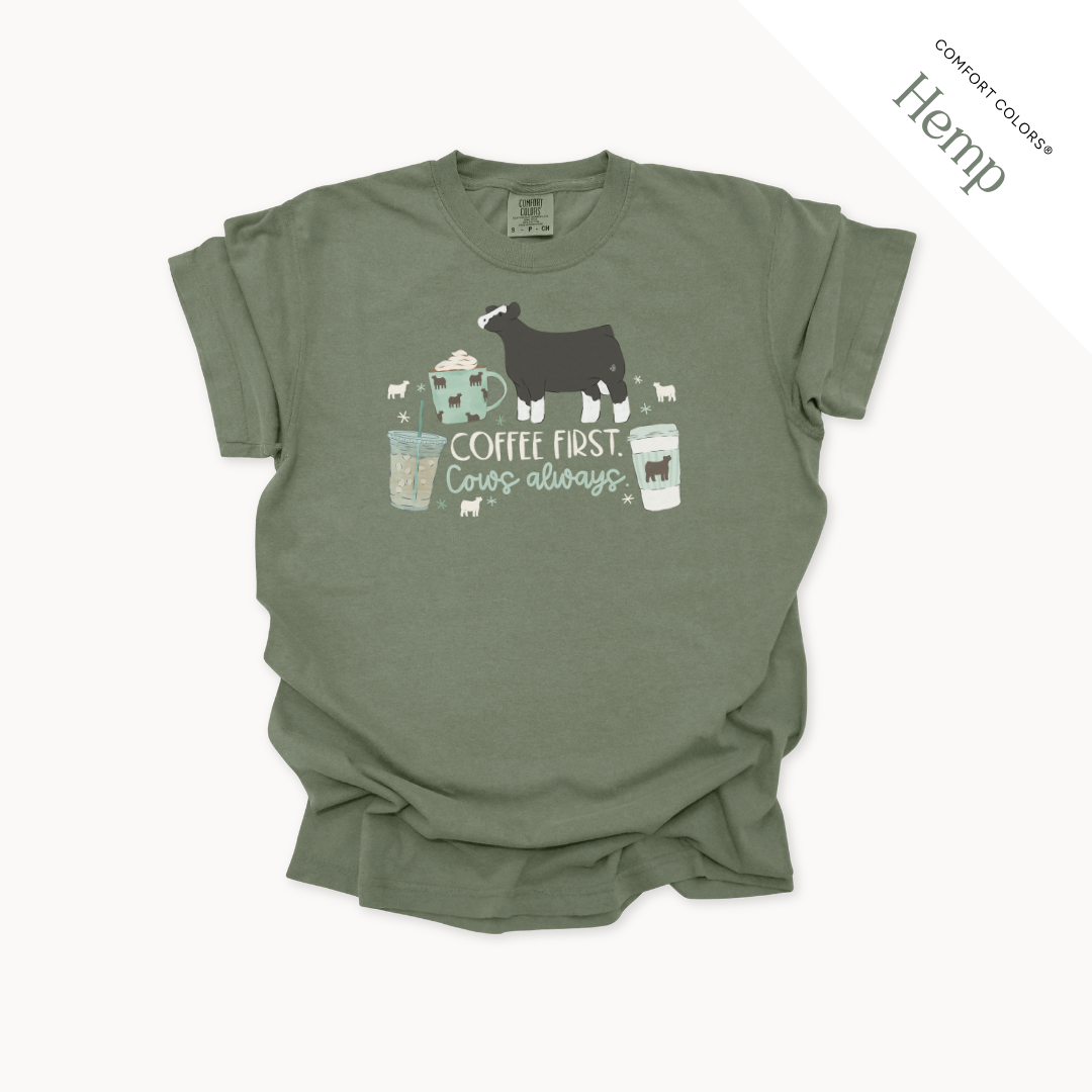 Coffee First. Livestock Always - Adult T-Shirt