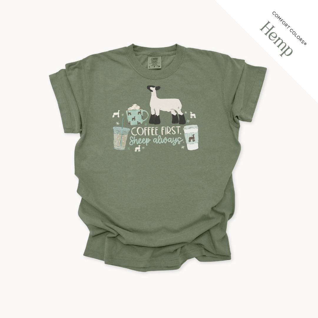 Coffee First. Livestock Always - Adult T-Shirt