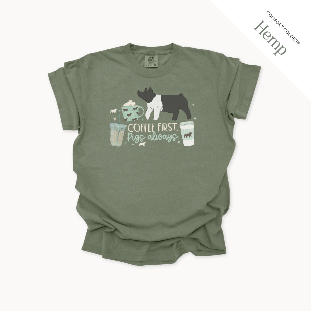 Coffee First. Livestock Always - Adult T-Shirt