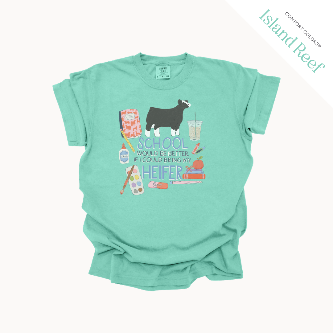 School Would Be Better Heifer youth t-shirt in Island Reef