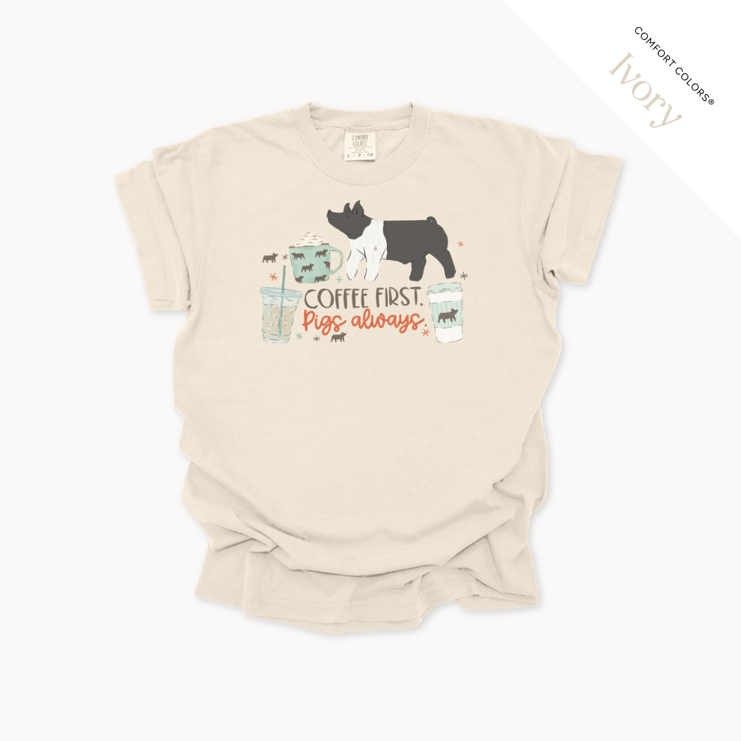 Coffee First. Livestock Always - Adult T-Shirt