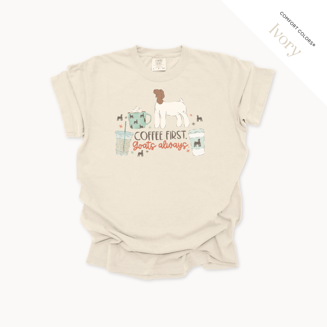 Coffee First. Livestock Always - Adult T-Shirt