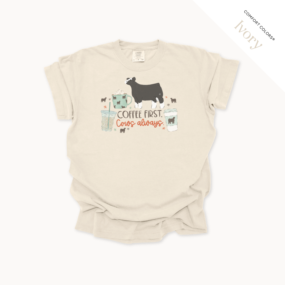 Coffee First. Livestock Always - Adult T-Shirt