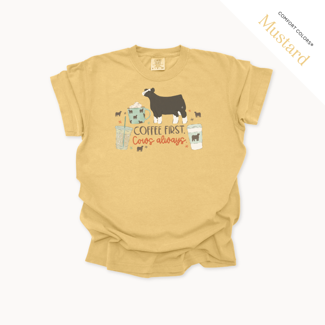 Coffee First. Livestock Always - Adult T-Shirt