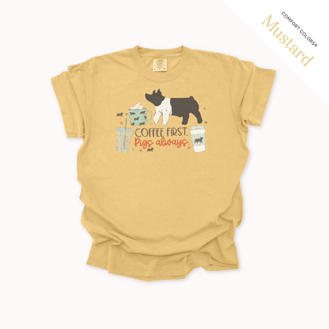 Coffee First. Livestock Always - Adult T-Shirt