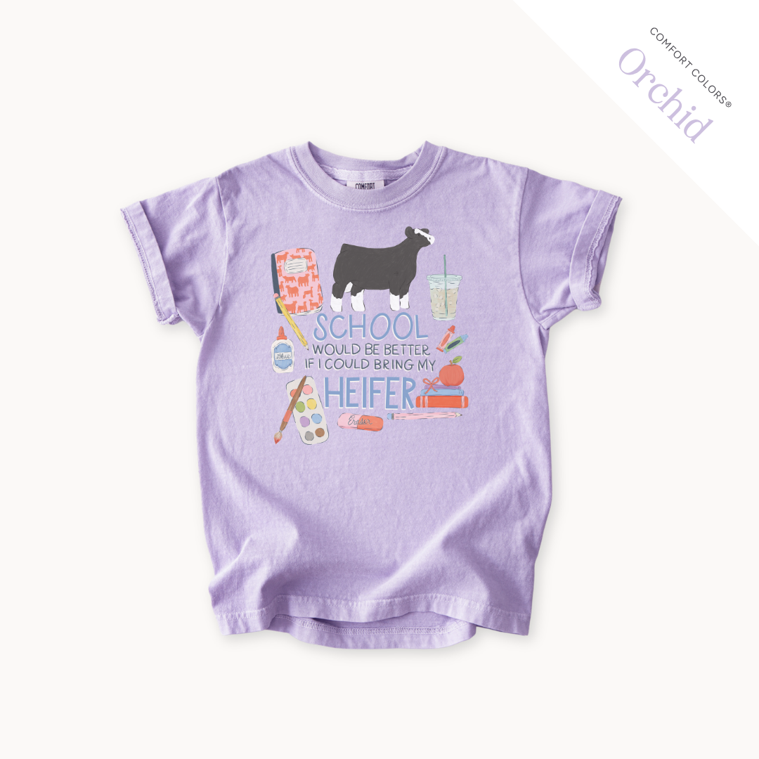 School Would Be Better Heifer youth t-shirt in Orchid