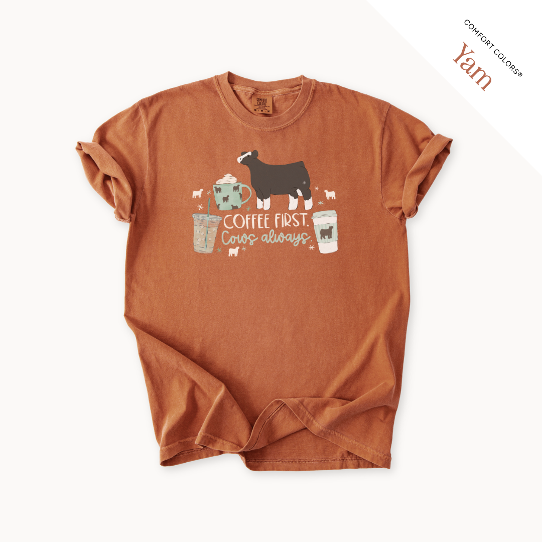 Coffee First. Livestock Always - Adult T-Shirt