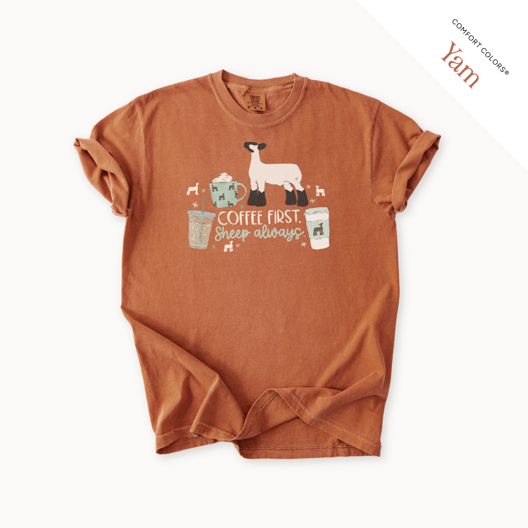 Coffee First. Livestock Always - Adult T-Shirt