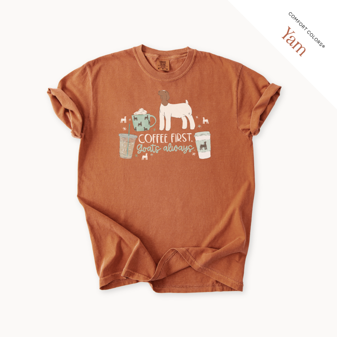 Coffee First. Livestock Always - Adult T-Shirt