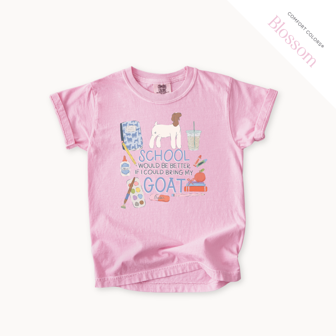 School Would Be Better Goat Wether youth t-shirt in Blossom