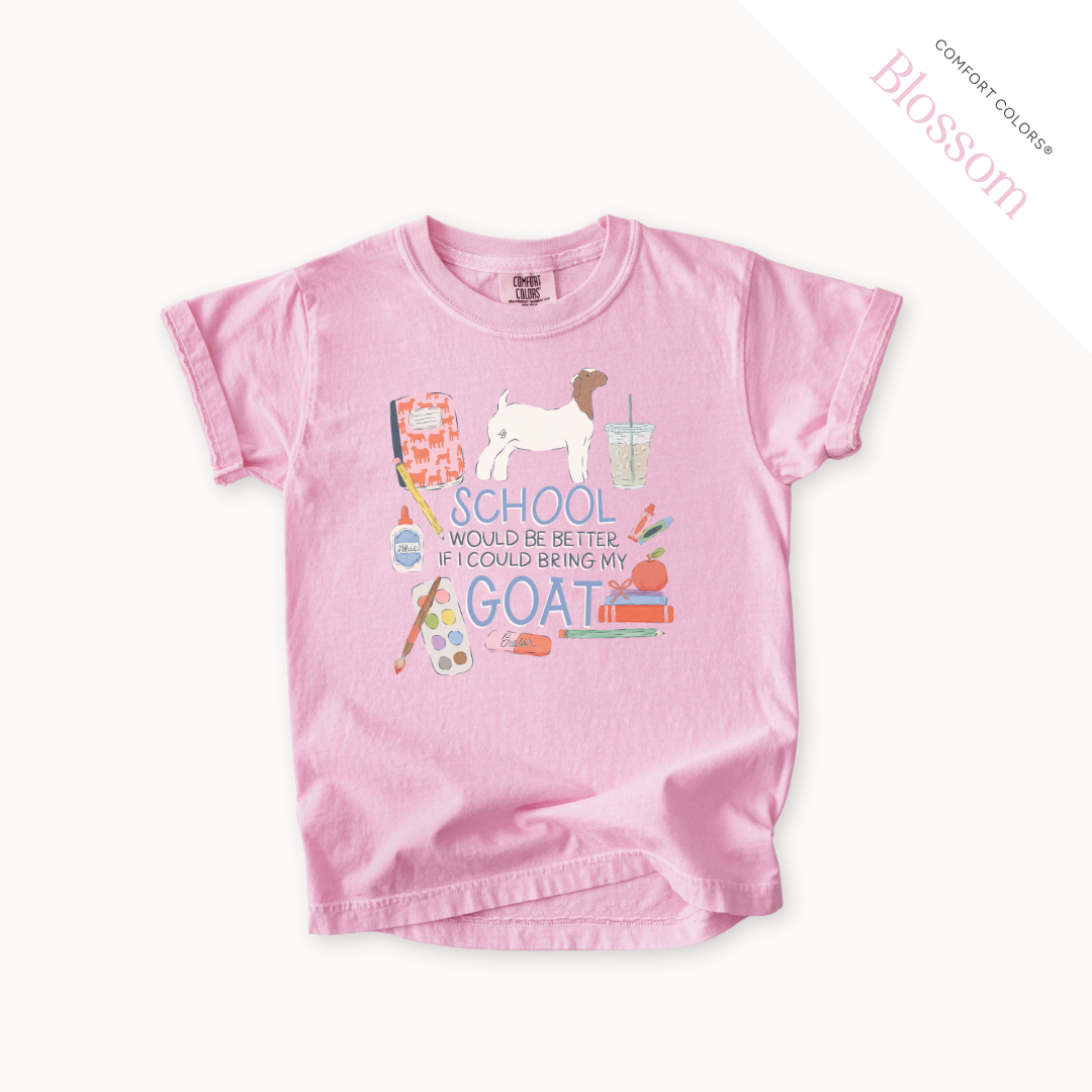 School Would Be Better Goat Doe youth t-shirt in Blossom