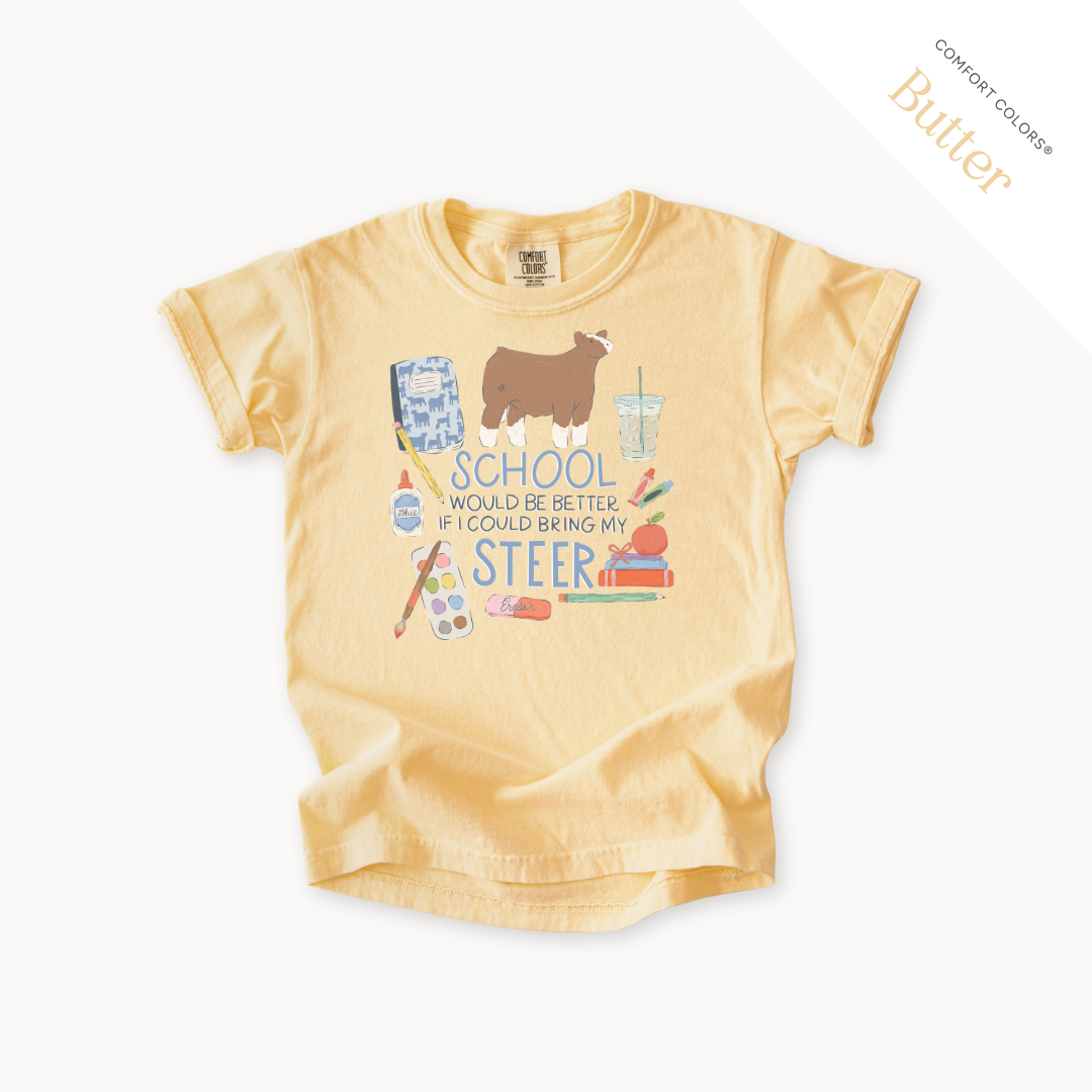 School Would Be Better Steer youth t-shirt in Butter