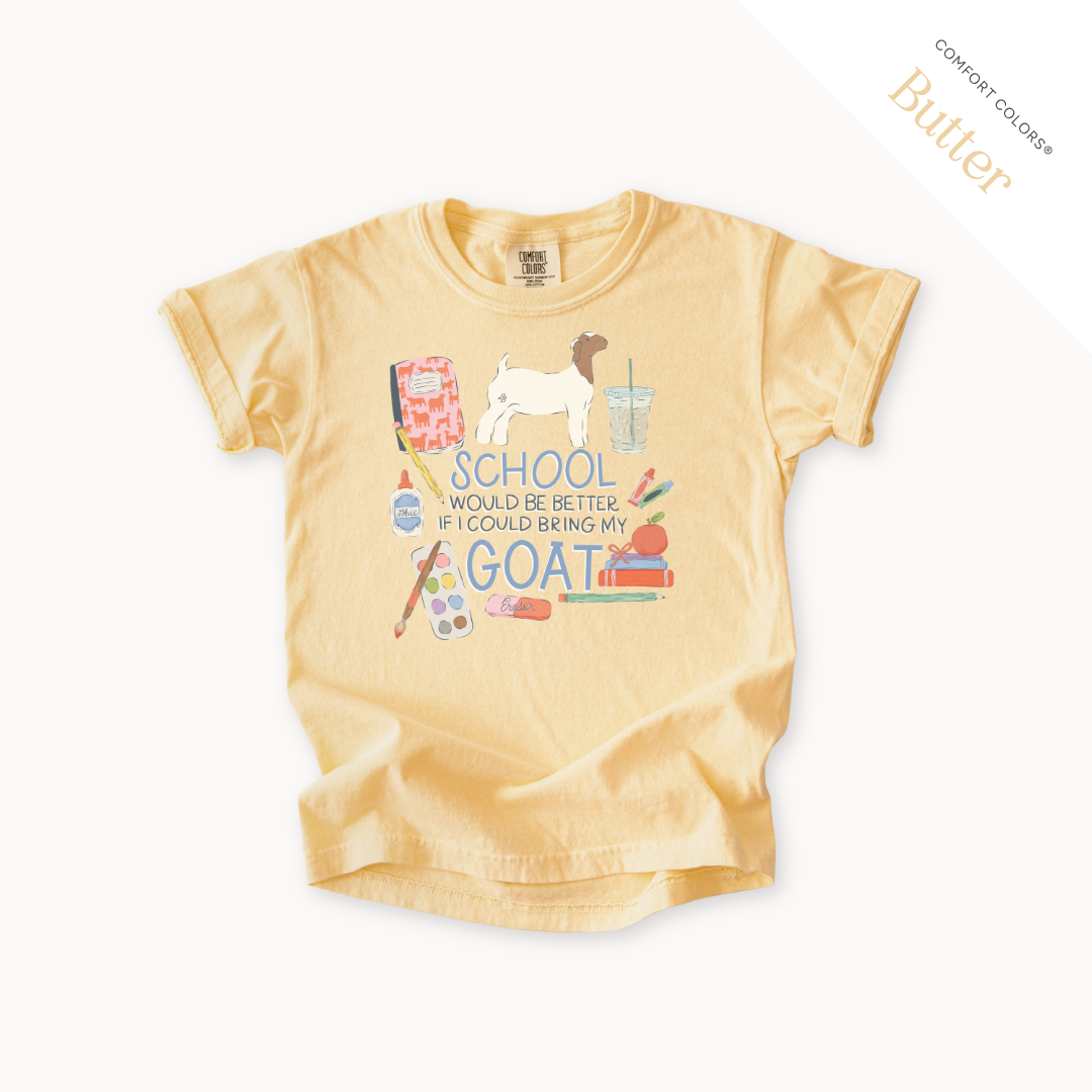 School Would Be Better Goat Doe youth t-shirt in Butter