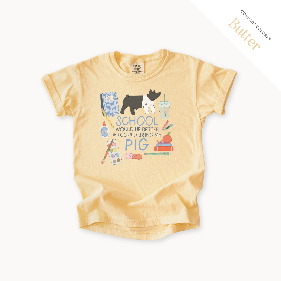 School Would Be Better Pig youth t-shirt in Butter