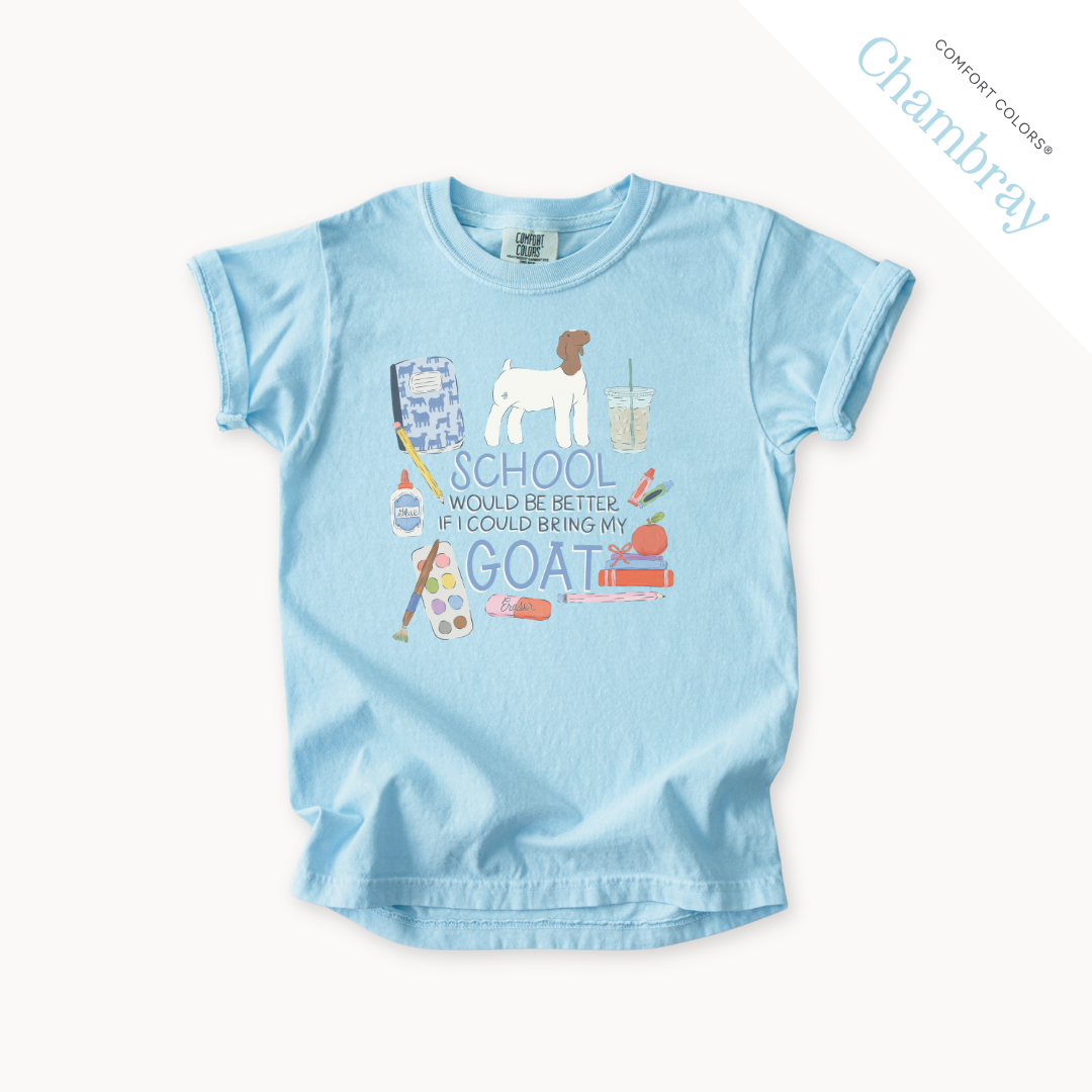 School Would Be Better Goat Wether youth t-shirt in Chambray