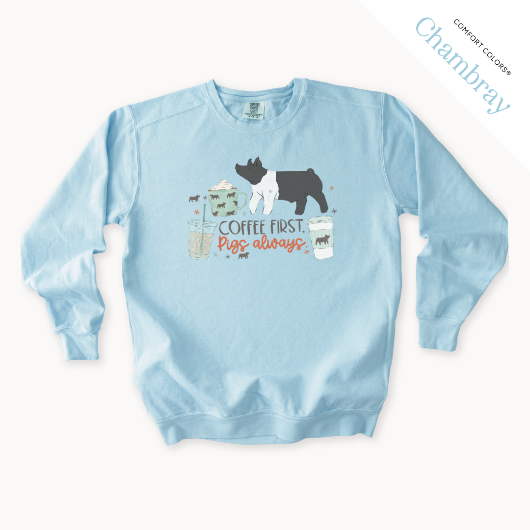Coffee First. Livestock Always. - Adult Crewneck