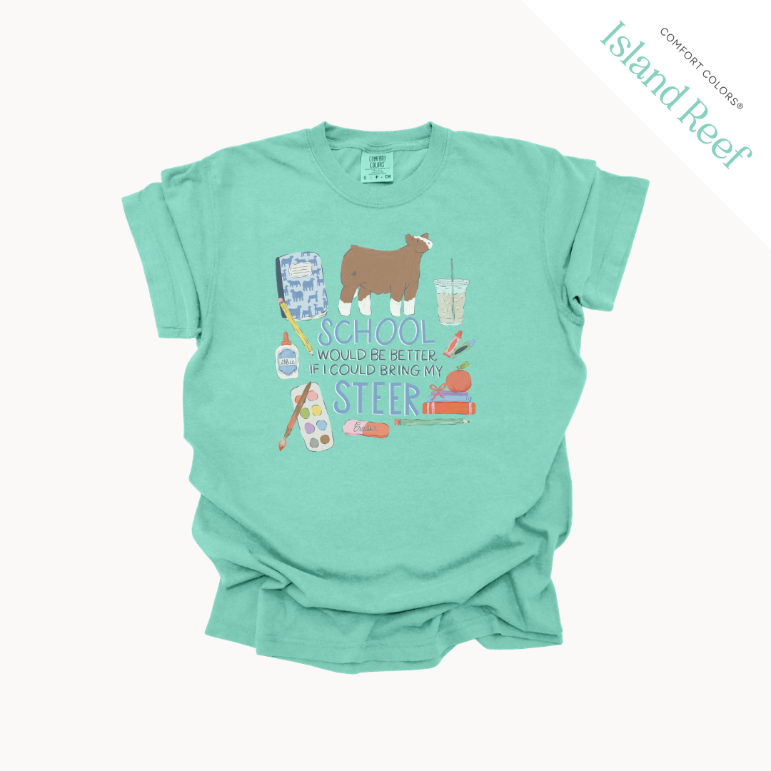 School Would Be Better Steer youth t-shirt in Island Reef