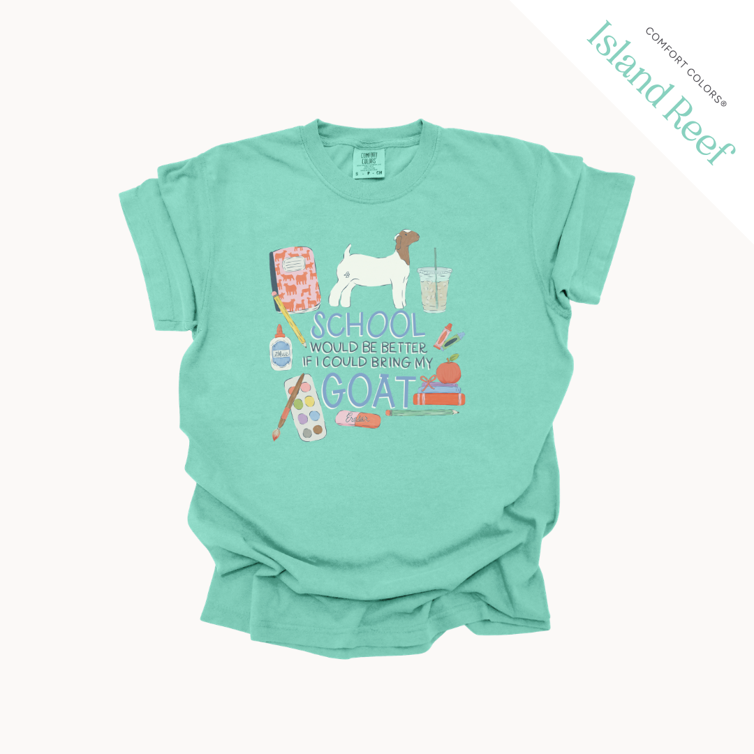School Would Be Better Goat Doe youth t-shirt in Island Reef