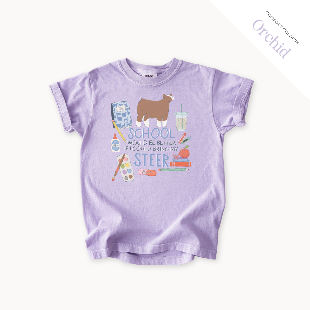 School Would Be Better Steer youth t-shirt in Orchid