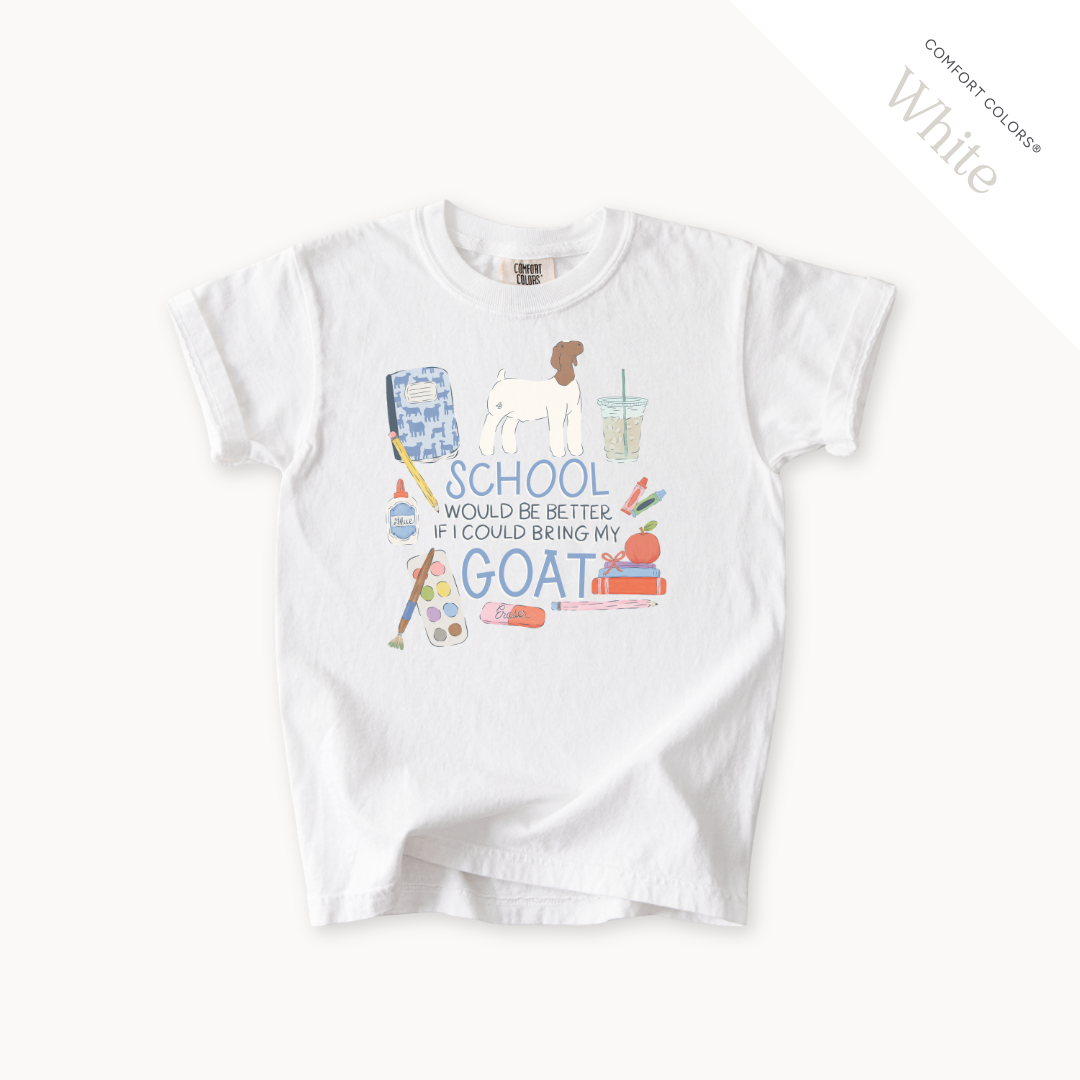 School Would Be Better Goat Wether youth t-shirt in White