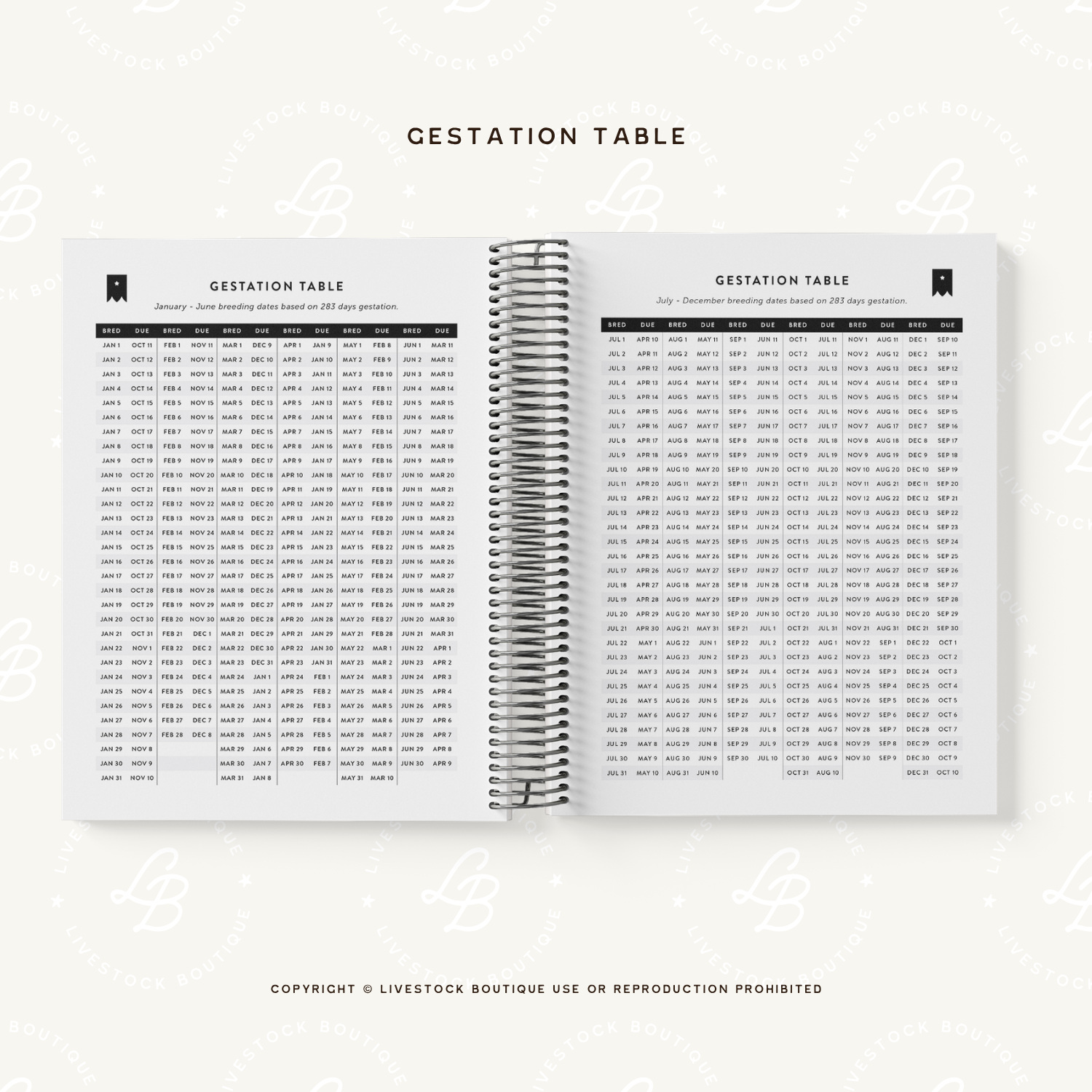 Personalized Barn Bible™ Breeding & Calving Record Planner - Serape