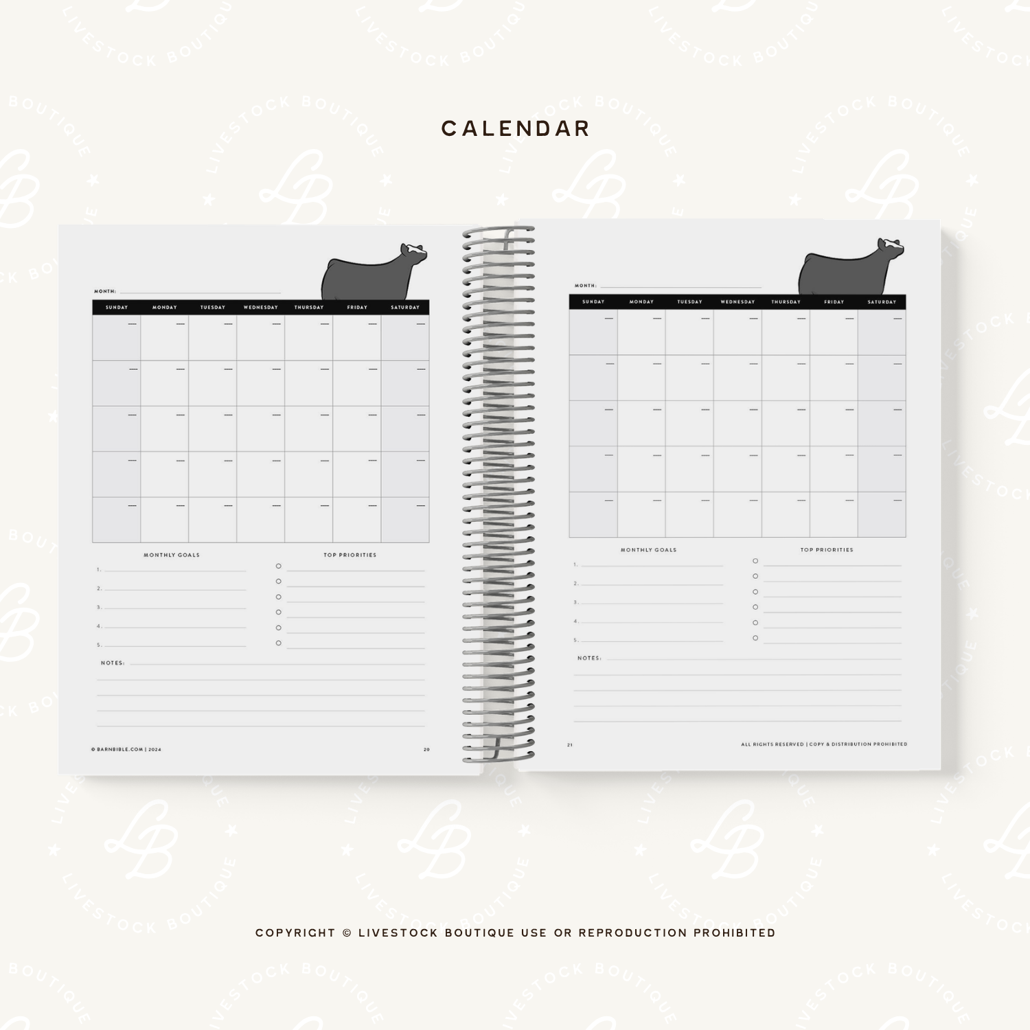 Personalized Barn Bible™ Breeding & Calving Record Planner - Serape