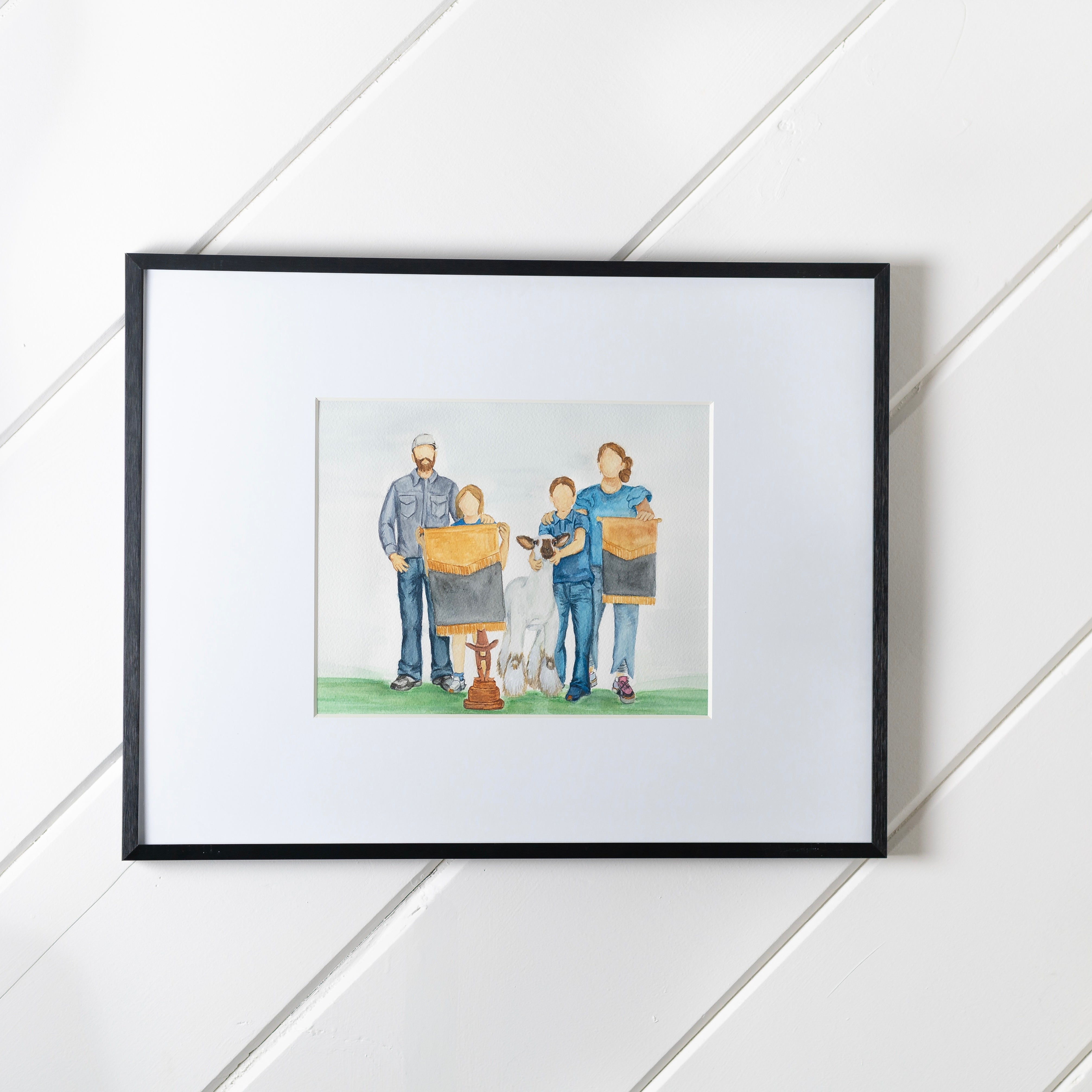 Custom Watercolor Livestock Portrait | Hand-Painted Show Animal Art