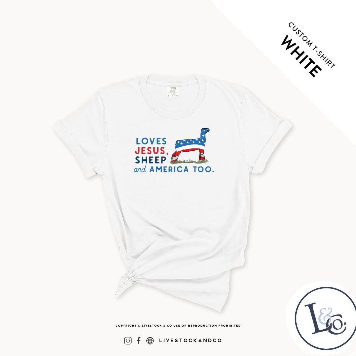 Loves Jesus, Sheep & America Too Youth Sheep T-Shirt