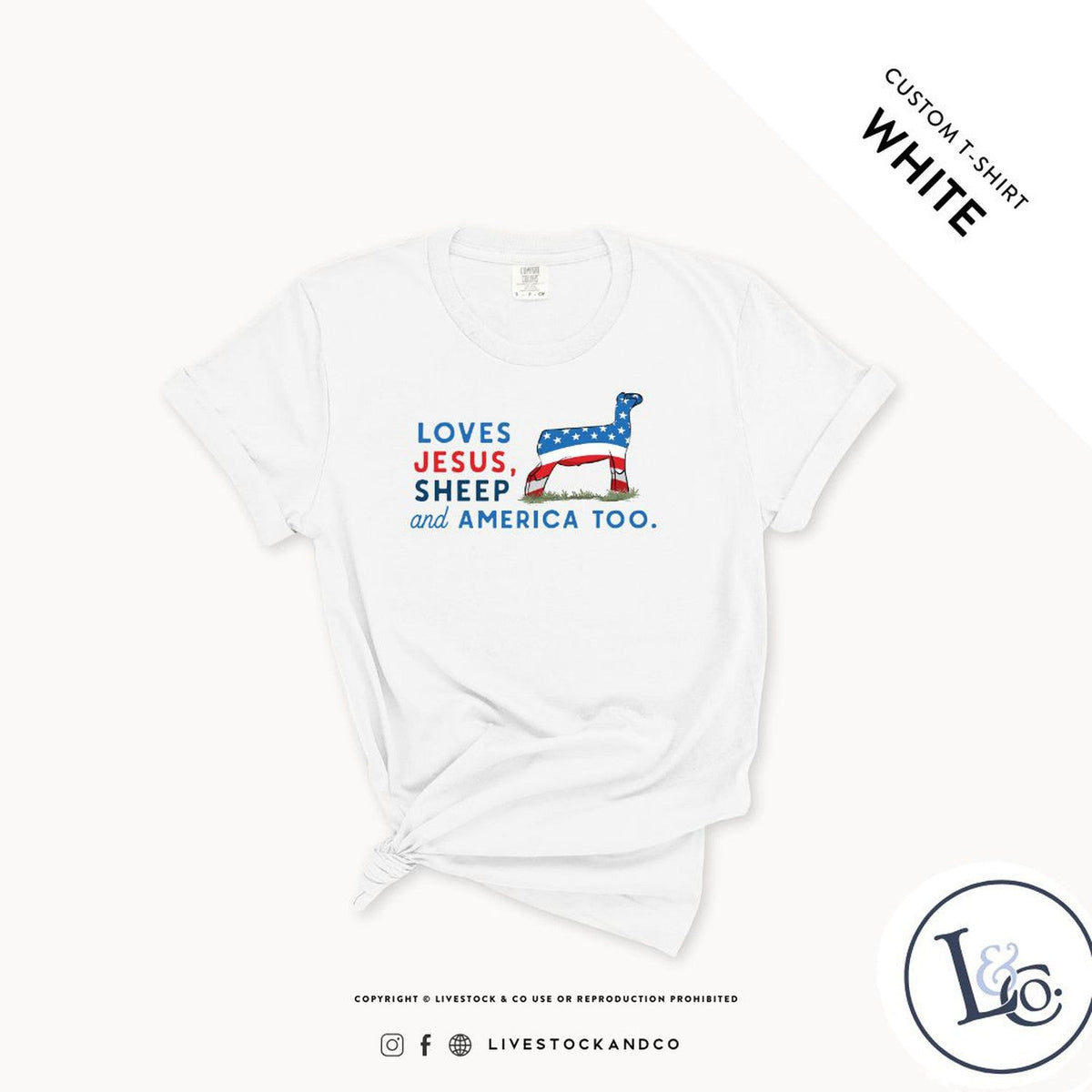 Loves Jesus, Sheep & America Too Youth Sheep T-Shirt