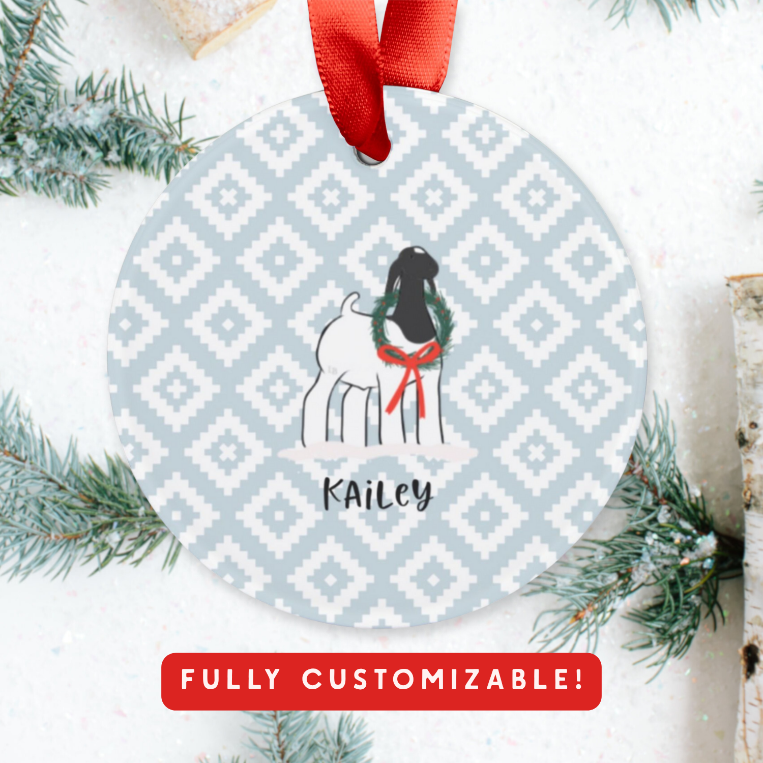 Personalized Livestock Christmas Ornament | Custom Stock Show Keepsake