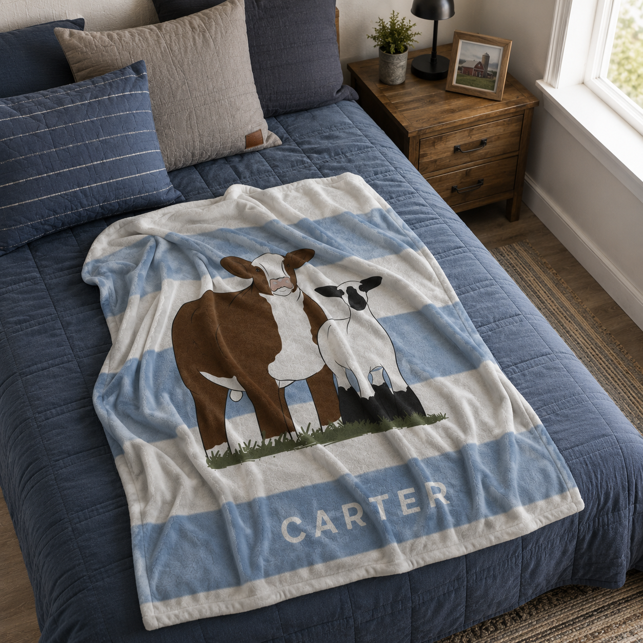 Personalized Livestock Minky Fleece Blanket | 3 Sizes
